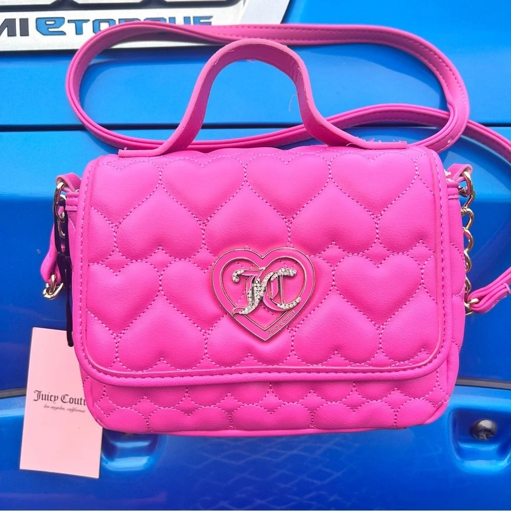Juicy couture mini hot pink crossbody heart bag - Picture 2 of 7